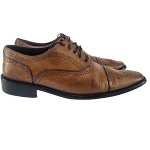 Vittorio Russo Oxford Style Brown Leather Dress Shoe Comfort‎ Mens Size 9